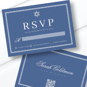 Bat mitzvah Modern Monogram enkel QR-kod OSA Kort
