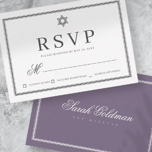Bat mitzvah Modern Monogram på Enkel Ram OSA Kort