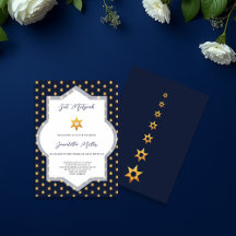 Bat Mitzvah Modern Mörkblå Davidstjärna