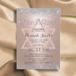 Bat mitzvah Modern Ro Guld och Silver Glitter Inbjudningar<br><div class="desc">Bat mitzvah inbjudningar till Glitter i Silver i Ro i Guld i.</div>