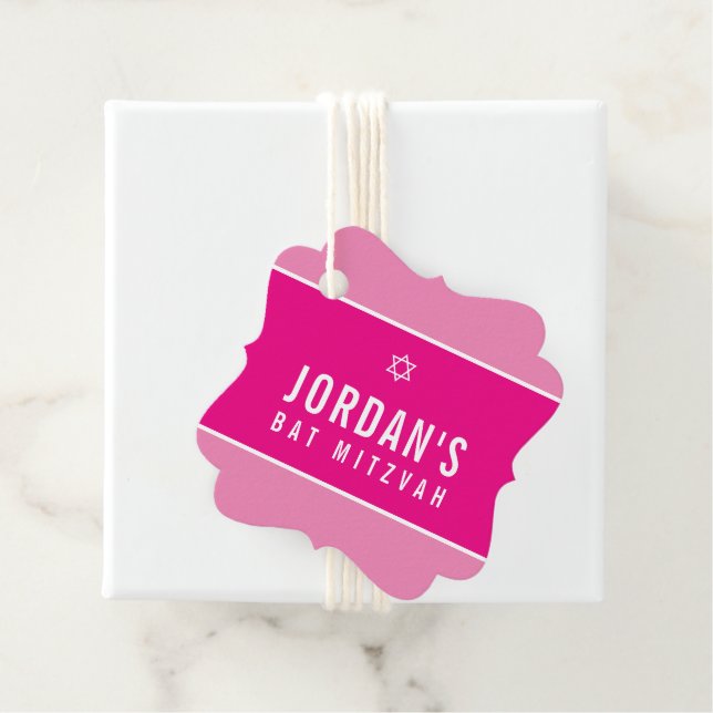 BAT MITZVAH, modern roligt, smart rosa Gåvor Etiketter (På plats)