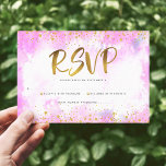 Bat mitzvah, modern rosa av guld-folie OSA kort<br><div class="desc">Var stolt, gladd och visa den här milstolpen av din favoritBat mitzvah! Inkludera den här fantastiska, moderna, glatt guld-faux-folie och glitter-punkter och typografiskript mot en mjuk rosa-vattenfärgbakgrund, personlig OSA-inmatningskort för evenemanget. Anpassa anpassningsbarnas text med datumet "svara senast". Garanterade att hon skulle få mer roligt i snyggten vid sitt särskilda tillfälle!...</div>