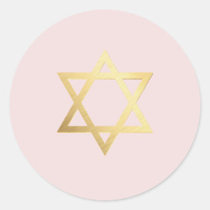 BAT MITZVAH modern rosa i guld Runt Klistermärke