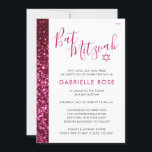Bat mitzvah Modern Rosa Minimal Glitter Rand Inbjudningar<br><div class="desc">Rosa och svart modern glatt glitter-elegant Bat mitzvah inbjudan till ett modernt och roligt rosa tema mitzvah-ceremoni och lunch. Det finns ett Pappert Grape Zazzle designer-fack för att koordinera inmatningskort och dekorationer för att fylla i elegant och Bat mitzvah tema.</div>