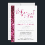 Bat mitzvah Modern Rosa Minimal Glitter Rand Inbjudningar<br><div class="desc">Rosa och svart modern glatt glitter-elegant Bat mitzvah inbjudan till ett modernt och roligt rosa tema mitzvah-ceremoni och lunch. Det finns ett Pappert Grape Zazzle designer-fack för att koordinera inmatningskort och dekorationer för att fylla i elegant och Bat mitzvah tema.</div>