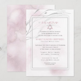 Bat mitzvah Modern  Rosa Watercolor Stänk Inbjudningar