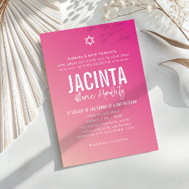 BAT MITZVAH modern stjärna söt rosa gradient Inbjudningar