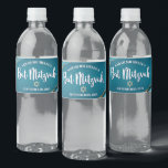 Bat mitzvah Modern turkos Blue Ombre Guld Agate Vattenflaskor Etikett<br><div class="desc">Inget Bat mitzvah party är färdigt utan personligens vattenflaskor. Låt din favorit Bat mitzvah vara stolt, glädjas och fira hennes milstolpe på hennes perfekt samordnade party. Vit typografi, turkos blå agate sten accentuerad med faux guld och en faux guld Star av David, övertäcka en dramatisk turkotisk teal blå ombre bakgrund....</div>