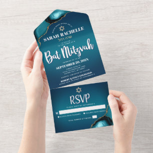 Bat Mitzvah Modern Turkos Ombre Agat Script