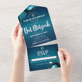 Bat Mitzvah Modern Turkos Ombre Agat Script