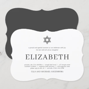 Bat mitzvah modern typografi inbjudningar