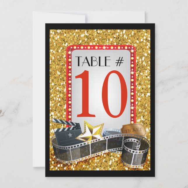 Bat mitzvah MOVIE STAR-Bordsnummer Inbjudningar (Framsida)
