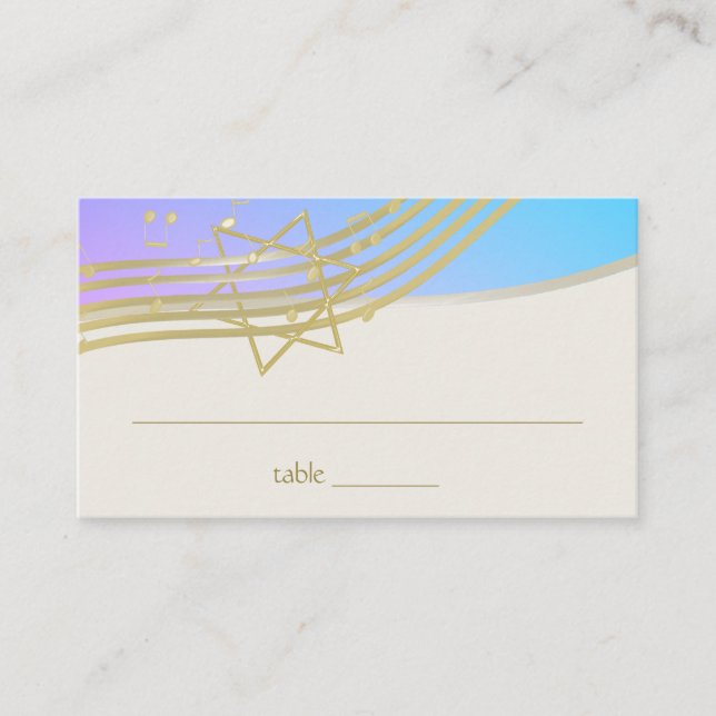 Bat mitzvah musikkort placeringskort (Framsida)