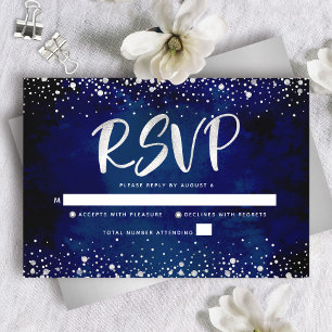 Bat Mitzvah Navy Silver Glitter Script Akvarell OSA Kort