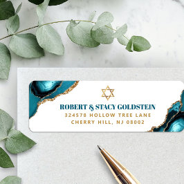 Bat mitzvah nutida turkos Guld-agate Adress Returadress Etikett