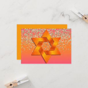 Bat Mitzvah Orange Rosa Ombre Festkort Inbjudningar