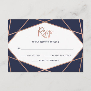 Bat mitzvah OSA för Geometric Guld i Midnight Blue Kort