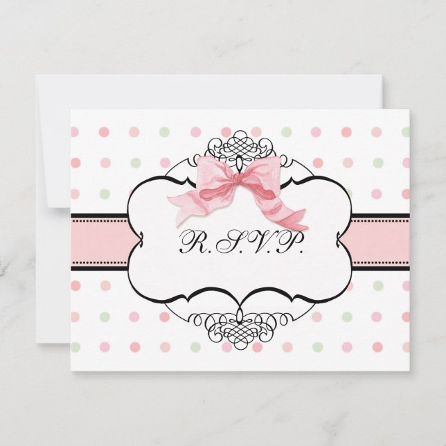 Bat mitzvah OSA - Fransk Bow Dot Swirl Kort (Framsida)