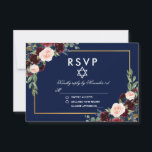 Bat mitzvah OSA i Burgundy Blue Blommigt Guld<br><div class="desc">Bat mitzvah OSA kort Guld i med vattenfärg Burgundy Marsala Blue Blommigt</div>