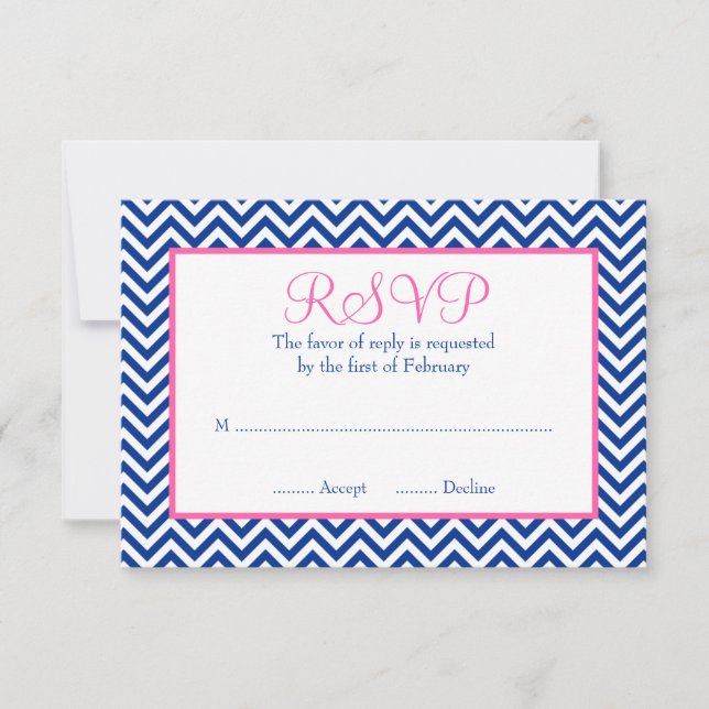 Bat mitzvah OSA i Chevron Navy Blue Rosa Kort (Framsida)