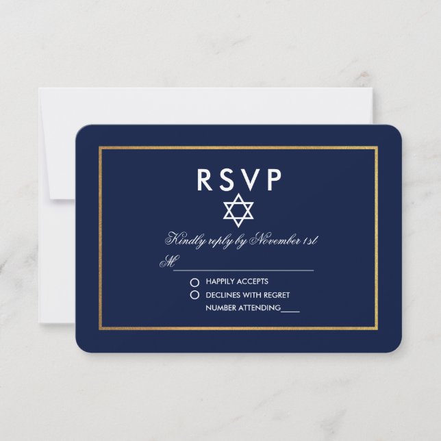 Bat mitzvah OSAN Blå och Guld OSA Kort (Framsida)