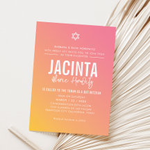 BAT MITZVAH övertoning för modern rosa gult