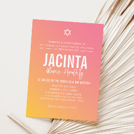 BAT MITZVAH övertoning för modern rosa gult Inbjudningar