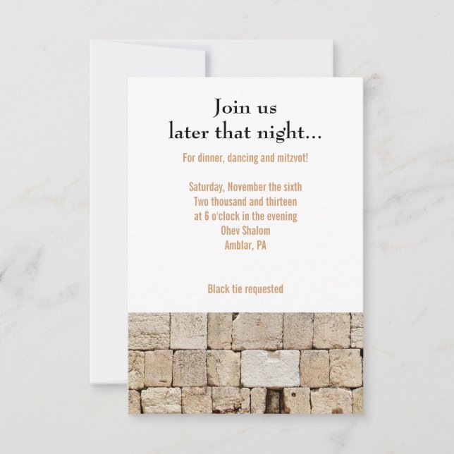 Bat mitzvah Party-kort för WALL Pub Inbjudningar (Framsida)