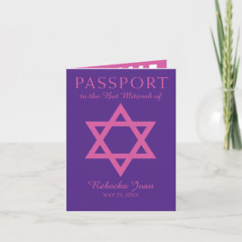 Bat mitzvah pass för purpurfärgad och rosa inbjudan