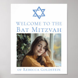 Bat Mitzvah Photo Blue Star of David Party Poster