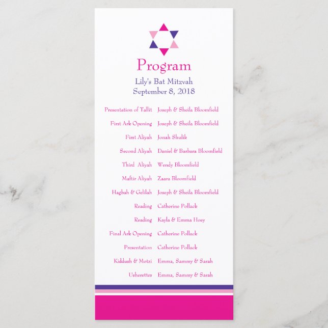 Bat mitzvah program med moderna stjärnor (Framsida)