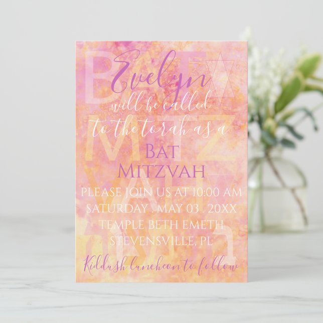 Bat mitzvah Pub Mitzvah bara subtil inbjudan (Stående Fram)