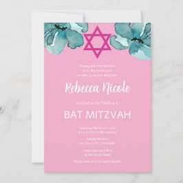 Bat mitzvah QR-kod för rosa Inbjudningar