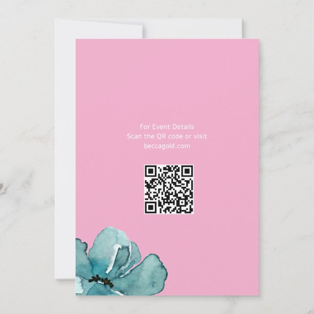 Bat mitzvah QR-kod för rosa Inbjudningar (Baksida)
