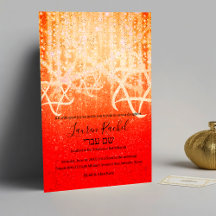 Bat mitzvah Red Orange Guld Sparkly Ljus