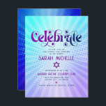 Bat mitzvah Retro Boho Lila Blue Gradient Fold Tilläggskort<br><div class="desc">Var stolt, gladd och visa den här milstolpen av din favoritBat mitzvah! Inkludera den här Groovy boho-retro, infoga personlig om du vill ha mer information om din händelse. Roligt, trendig, fet lila och marin blå typografi med modern sans serif-typografi täcker över en bakgrund av poplight turkos och lila gradientstrålar med...</div>