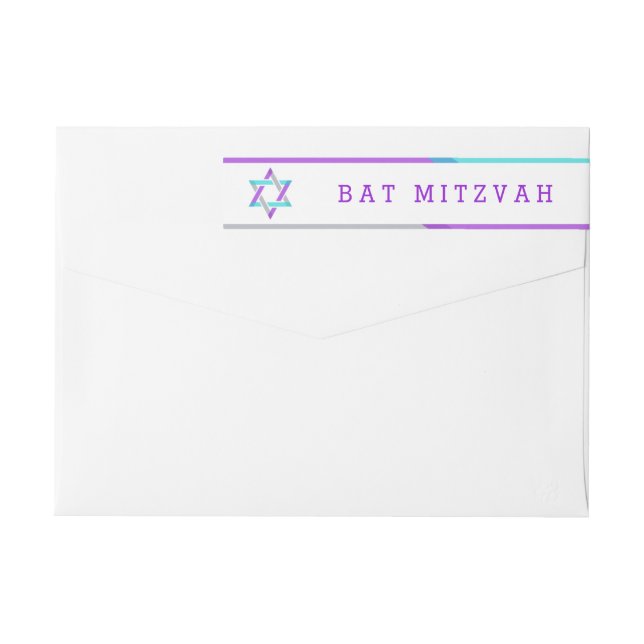 Bat mitzvah Returetiketter | Lila + Uppgift Etikettband (Baksidan)