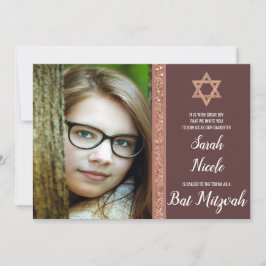 Bat mitzvah Ro Guld, modern foto Chic Glitter Inbjudningar