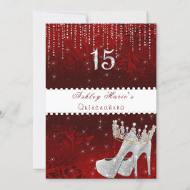 Bat mitzvah röda satprinsessan Krona Diamonds Invi Inbjudningar