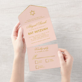 Bat Mitzvah Rodnad Rosa Falskt Guld Elegant Skrift