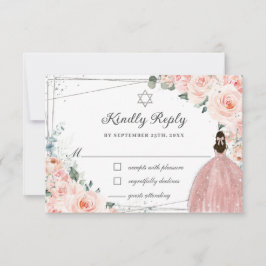 Bat mitzvah Rosa Blommigt Silver OSA Kort