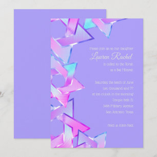 Bat mitzvah Rosa Blue Lila Star of David Inbjudningar