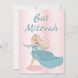 Bat mitzvah Rosa Blue Silver Inbjudningar
