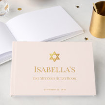 Bat Mitzvah Rosa & Falskt Guld Davidstjärna Judisk