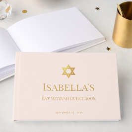 Bat Mitzvah Rosa & Falskt Guld Davidstjärna Judisk Gästböcker