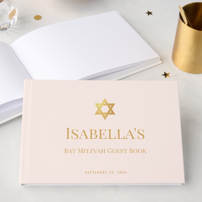Bat Mitzvah Rosa & Falskt Guld Davidstjärna Judisk Gästböcker (Skapare uppladdad)