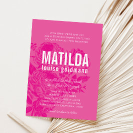 BAT MITZVAH rosa för söt av ro i modern elegant Inbjudningar