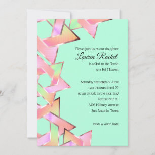 Bat mitzvah Rosa Grönt Peach Star of David Inbjudningar