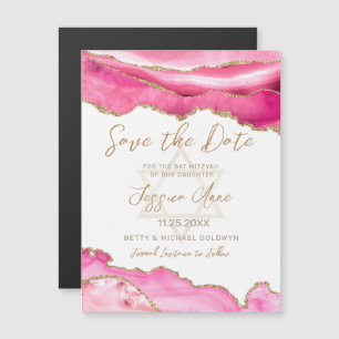 Bat mitzvah Rosa Guld Glitter Agate Spara datum