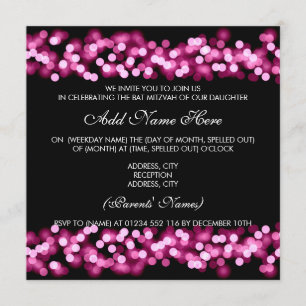 Bat mitzvah Rosa Hollywood Glam Inbjudningar
